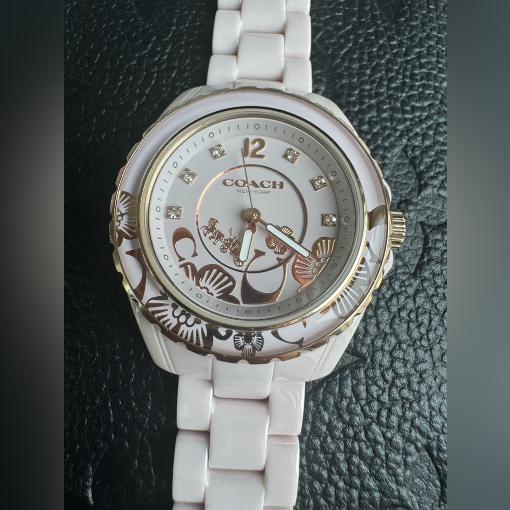 Coach pink ceramic watch